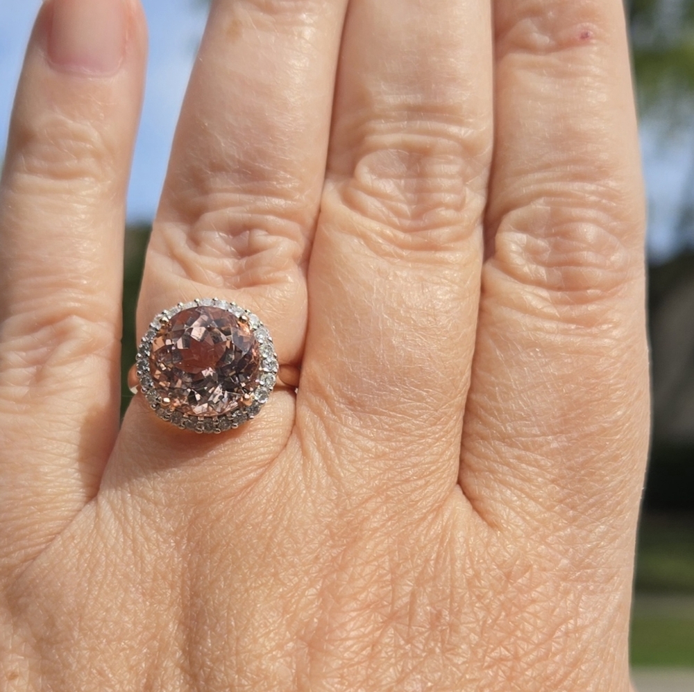 Earth Mined 5ct Morganite and Diamond Ring